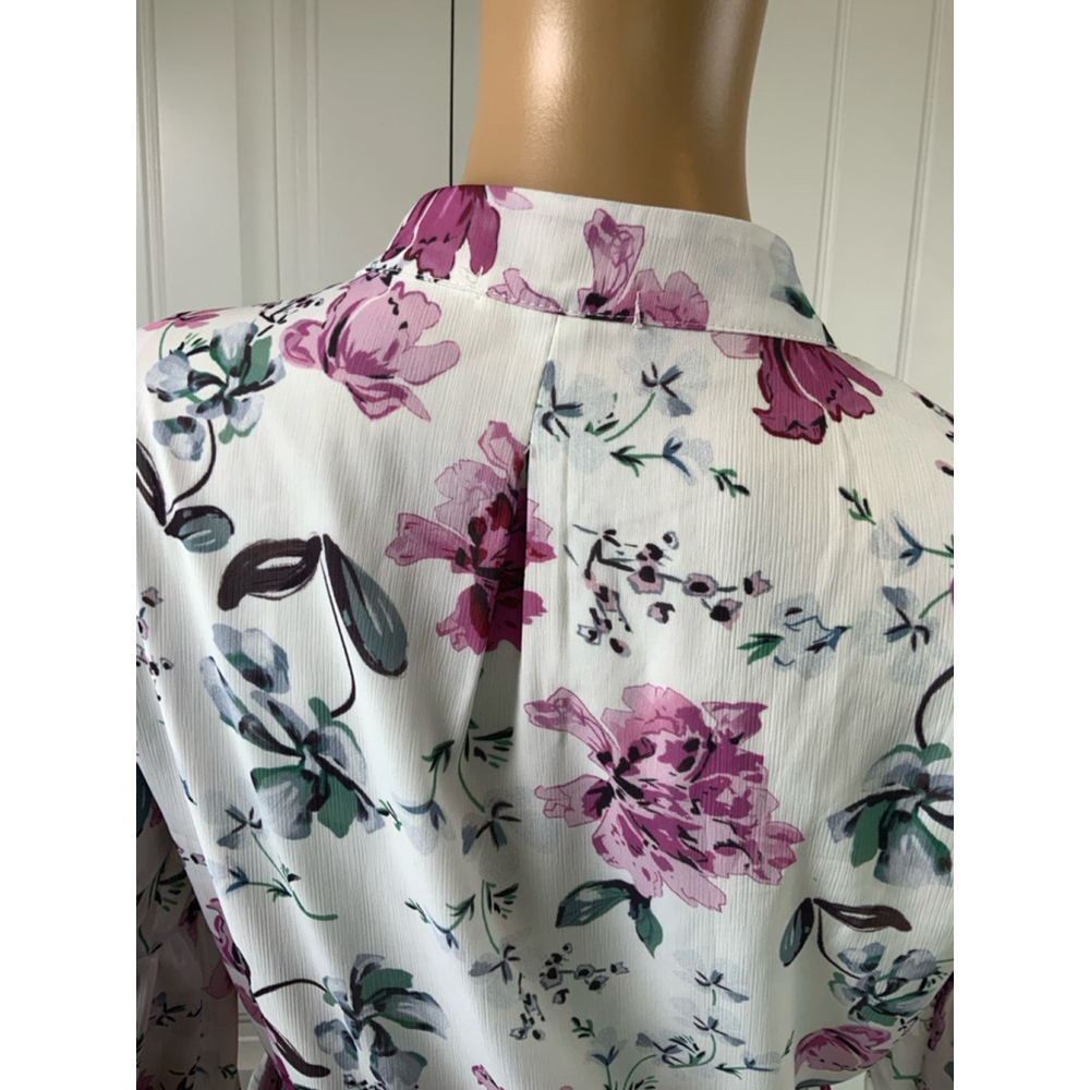 Clarisbelle Women's Floral‎ Print Mini Dress Sz Sm White Purple Boho Cottagecore - Picture 10 of 15
